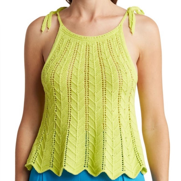Crochet Knit Tank Top with Tie Detail - Picture 3 of 4